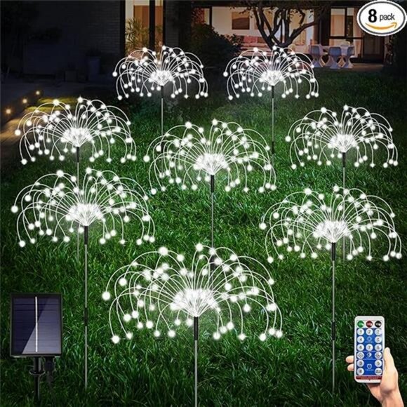 8 Pack Outdoor Solar Garden Lights, Firework Lights Solar Powered 8 Modes - Picture 7 of 7